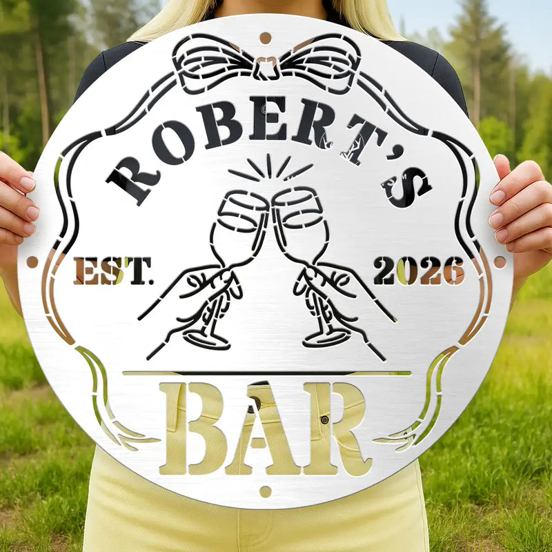 Funny,Gift For Couples,Patio,Gift For Husband,Gift For Wife,Gift For Boyfriend,Gift For Girlfriend - Bar Sign Funny - Personalized Cutout Metal Sign