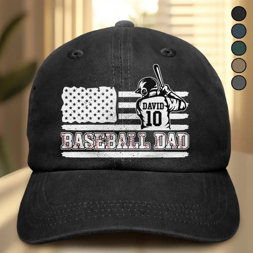 Baseball Dad - Personalized Vintage Washed Denim Cap