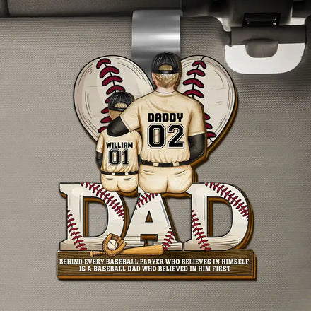 Baseball Dad Behind Every Baseball Player - Personalized Custom Shaped Car Visor Clip
