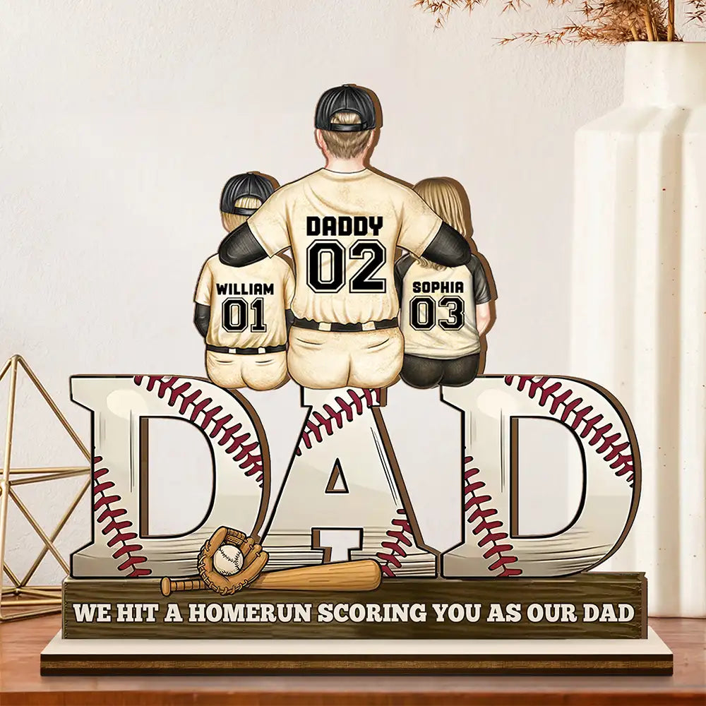 Baseball Dad We Hit A Homerun - Personalized Custom Shaped 2-Layered Wooden Plaque
