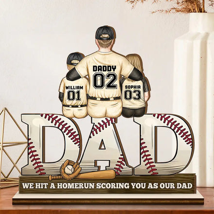 Baseball Dad We Hit A Homerun - Personalized Custom Shaped 2-Layered Wooden Plaque