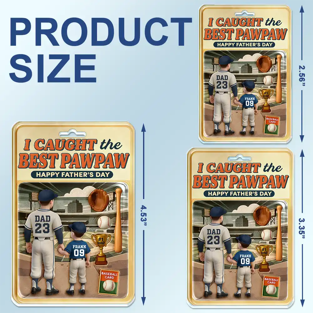 Gift For Father,Baseball - Baseball I Caught The Best Dad Doll Box Effect Figure Style - Personalized Acrylic Car Hanger