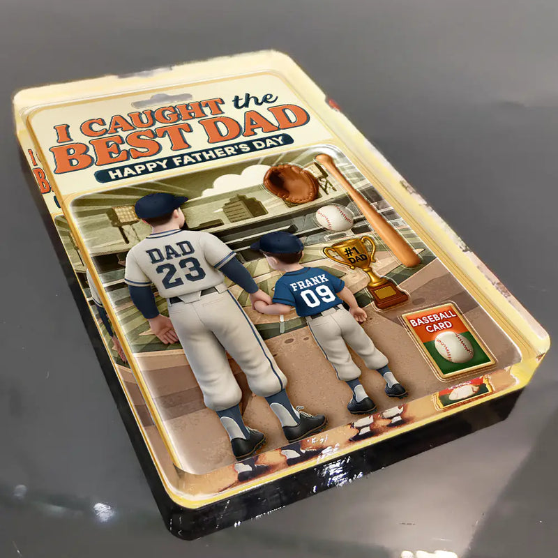 Gift For Father,Baseball - Baseball I Caught The Best Dad Doll Box Effect Figure Style - Personalized Custom Shaped Acrylic Plaque