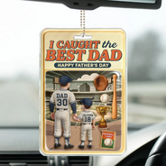 Gift For Father,Baseball - Baseball I Caught The Best Dad Doll Box Effect Figure Style - Personalized Acrylic Car Hanger