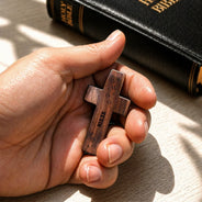 Baseball,Gift For Father,Devoted,Custom Text - Baseball Keepsake With Name - Personalized Wooden Pocket Prayer Cross