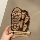 Dad And Kids Footsteps No Matter How Big We Get - Personalized Custom Shaped 2-Layered Wooden Plaque