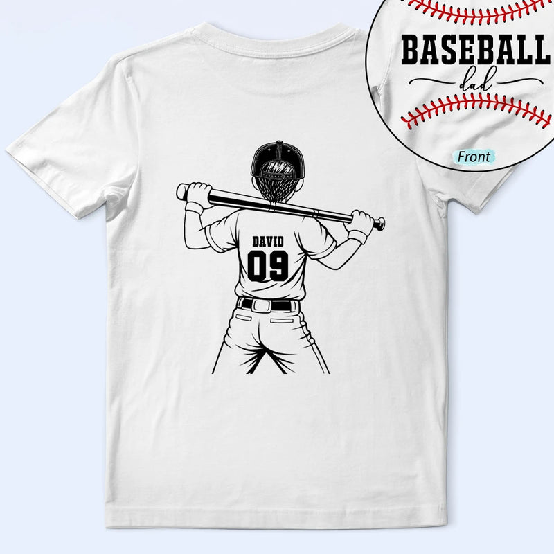 Gift For Mother,Gift For Father,Baseball,Happy - Baseball Mom Dad Kid Backside - Personalized T Shirt