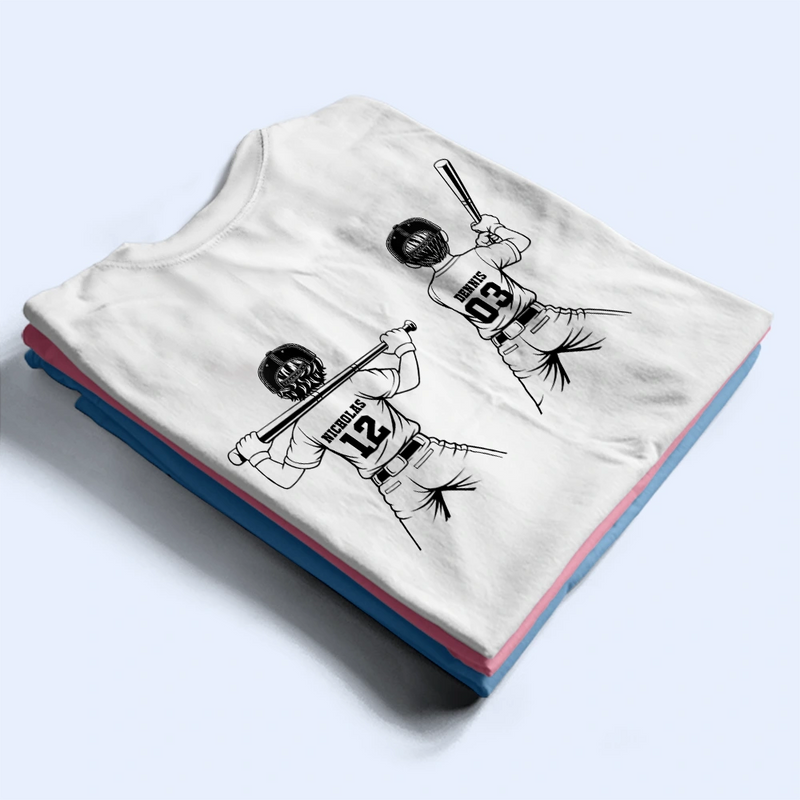 Gift For Mother,Gift For Father,Baseball,Happy - Baseball Mom Dad Kid Backside - Personalized T Shirt