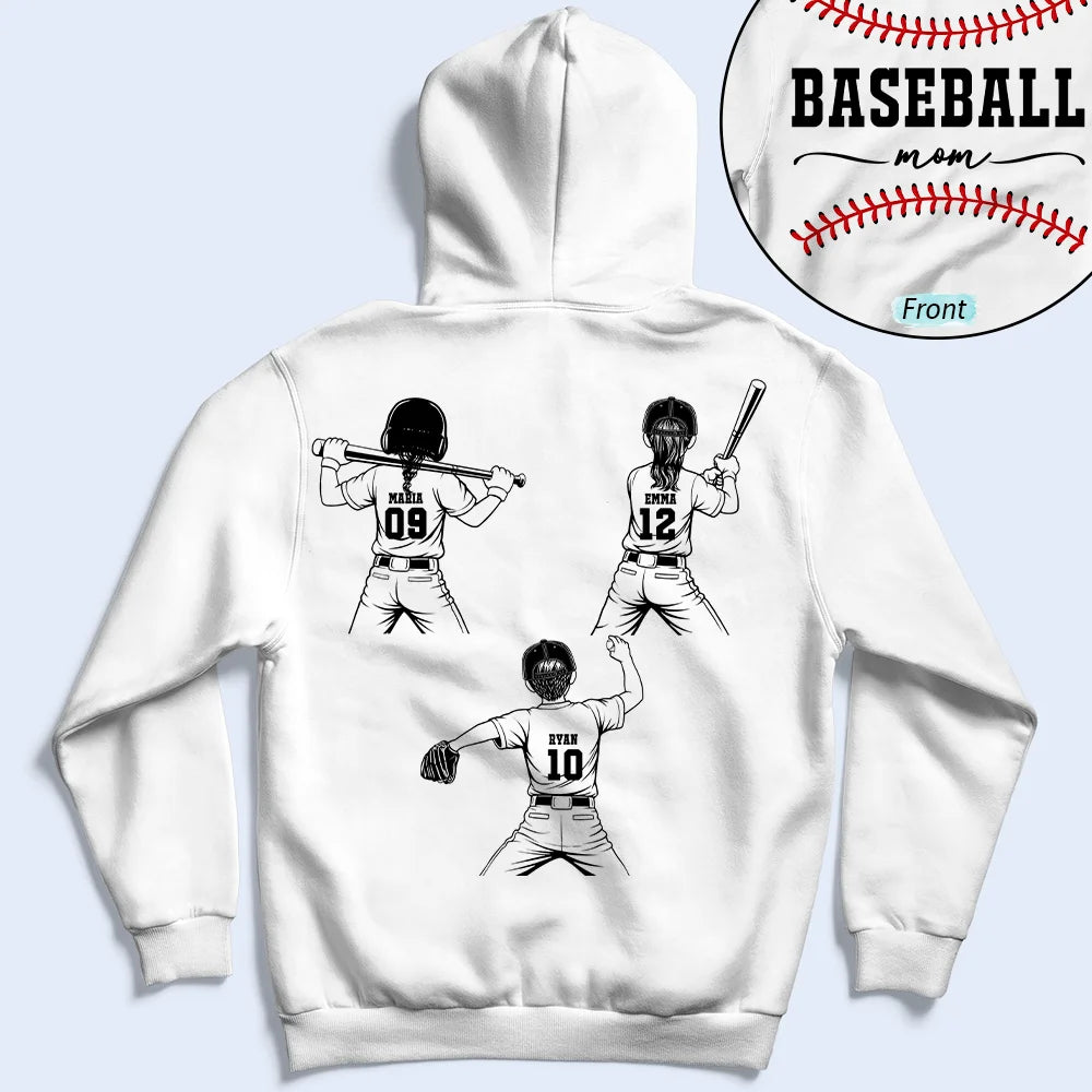 Gift For Mother,Gift For Father,Baseball,Happy - Baseball Mom Dad Kid Backside - Personalized T Shirt