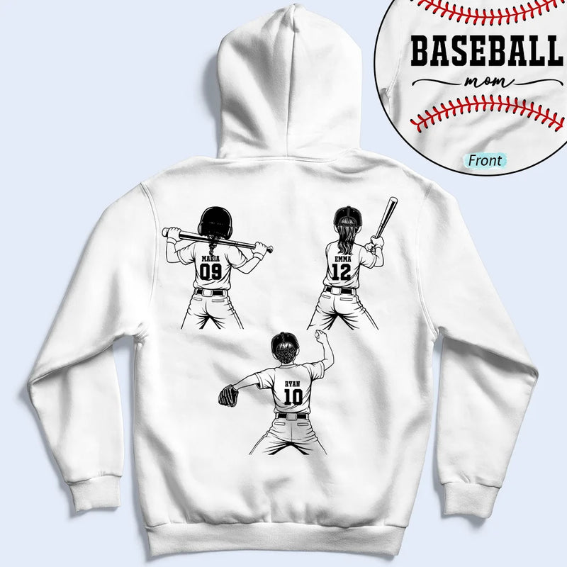 Gift For Mother,Gift For Father,Baseball,Happy - Baseball Mom Dad Kid Backside - Personalized T Shirt