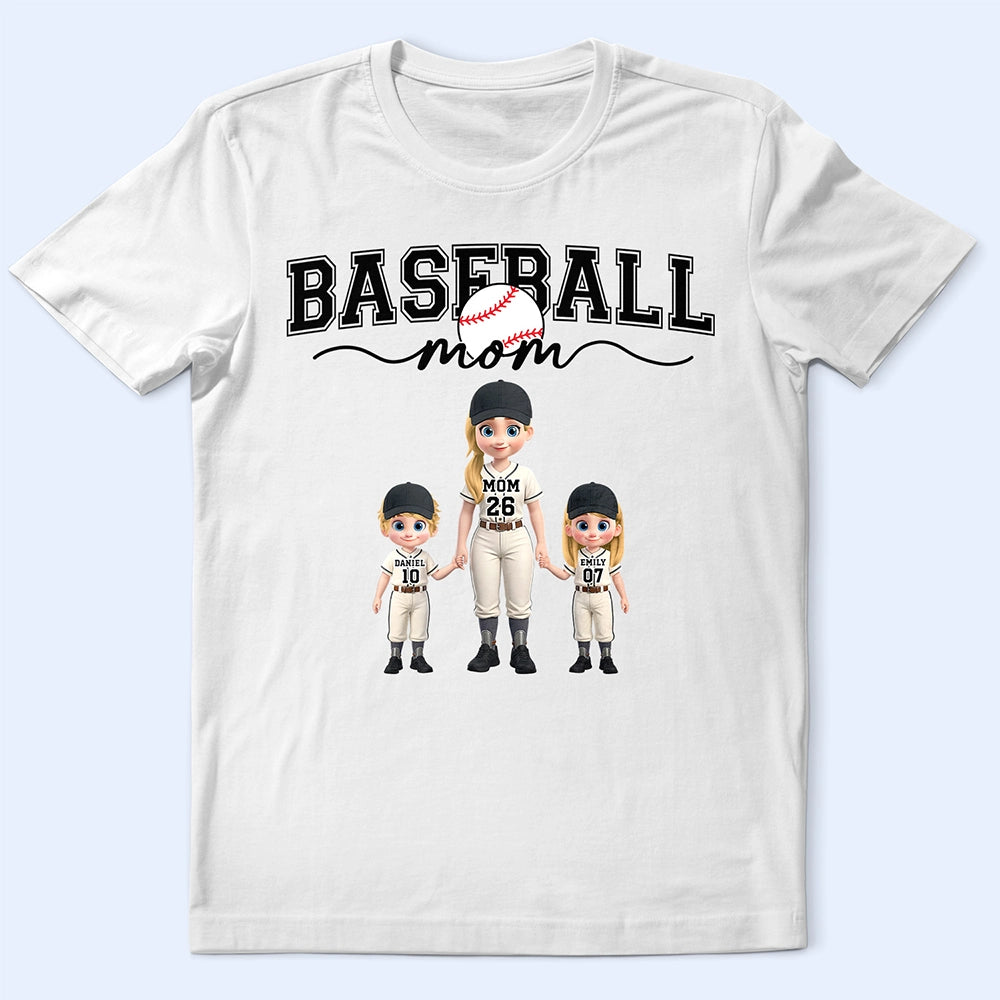 Gift For Wife,Gift For Mother,Gift For Grandma,Mom's Hobby,Sport Mom,Mom - Children,Happy,Baseball - Baseball Mom Kids - Personalized T Shirt