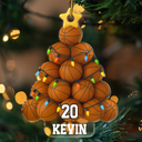 Gift For Yourself, Gift For Women, Gift For Men, Baseball, Basketball, Football, Golf, Happy, Christmas - Basketball Christmas Tree - Personalized Custom Shaped Acrylic Ornament