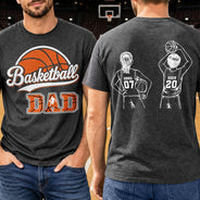 Gift For Father,Sport Dad,Happy,Basketball - Basketball Dad Mom Kids Backside - Personalized T Shirt