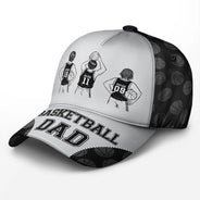 Gift For Father,Gift For Grandpa,Basketball,Non-Eng,Icon,Confident - Basketball Dad Papa Kids Backside Line Art - Personalized Classic Cap