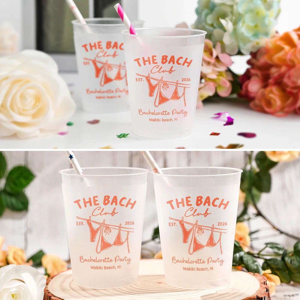 Summer, Gift For Bestie, Wedding, Playful, Icon - Beach Bachelorette Party Summer Vibe - Personalized Frosted Cups