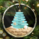 Family,Pet Lovers,Pet Mom,Pet Dad,Pet Couple,Dog Lovers,Dog Couple,Dog Mom,Dog Dad,Cat Lovers,Cat Mom,Cat Dad,Cat Couple,Happy,Single Mom,Single Dad,Gift For Grandpa,Gift For Grandma,Gift For Grandkids,Christmas,Top Market - Beach Stones Family Christmas - Personalized Circle Glass Ornament