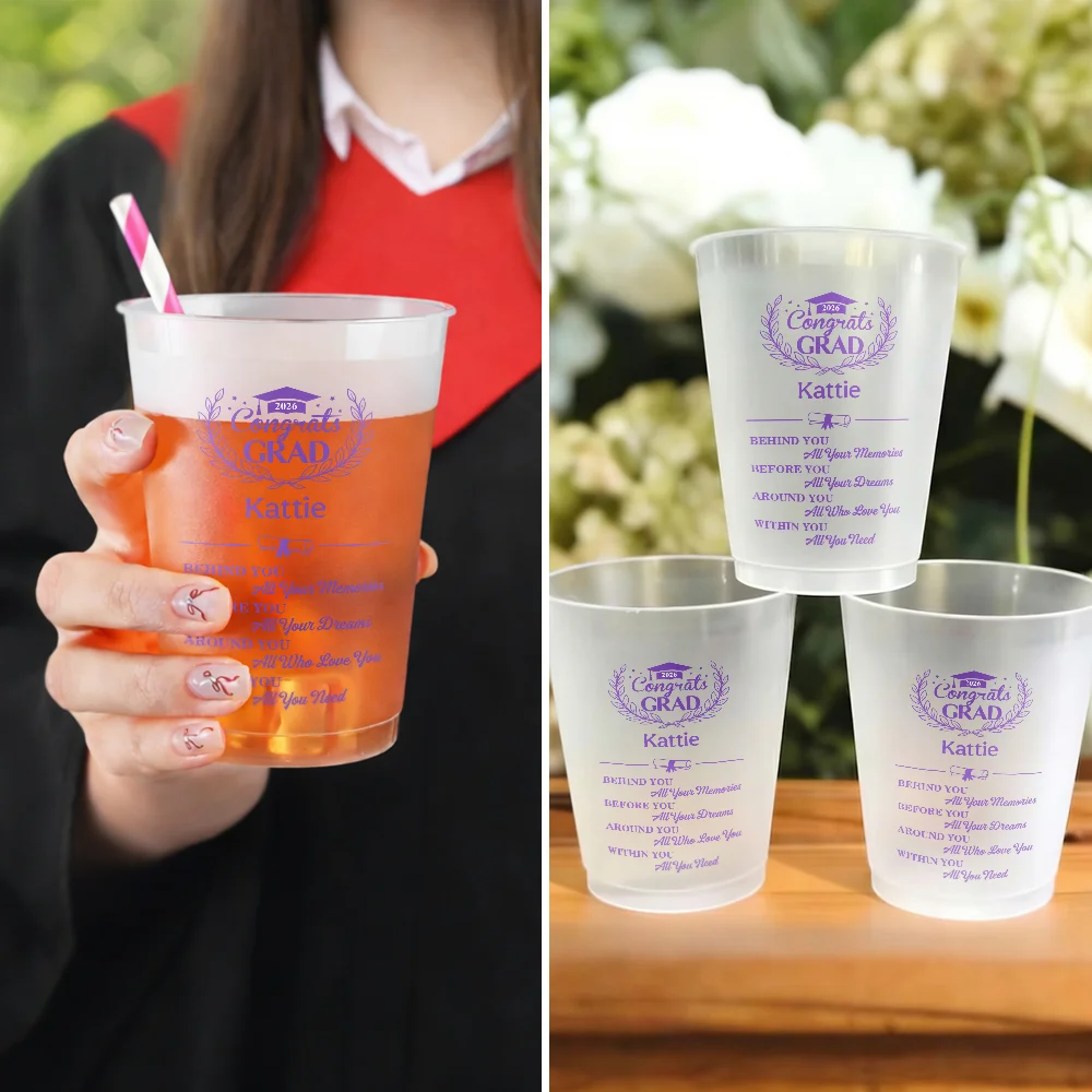 Graduation,Gift For Yourself,Gift For Daughter,Gift For Son,Gift For Kids,Gift For Bestie,Happy - Behind You All Memories Congrats Grad - Personalized Frosted Cups