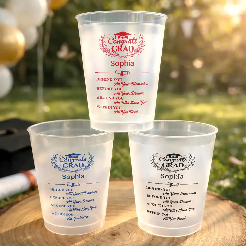Behind You All Memories Congrats Grad - Personalized Frosted Cups