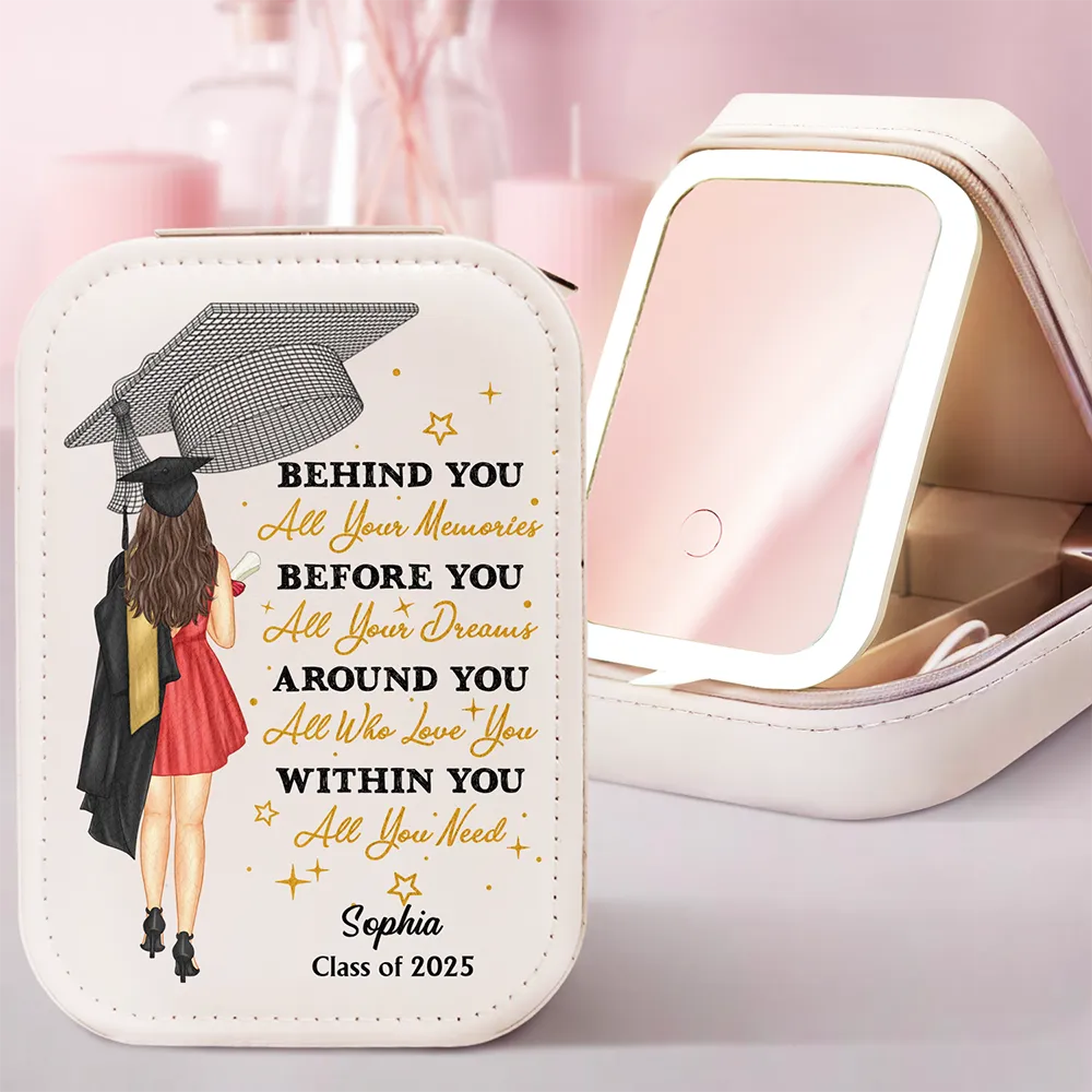 Behind You All Memories - Personalized Makeup Box With LED Mirror
