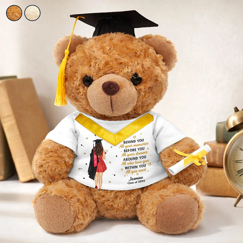 Graduation,Gift For Daughter,Dad - Daughters (Adult),Mom - Daughters (Adult),Happy,Dad - Sons,Gift For Son,Mom - Sons - Behind You All Memories - Personalized Teddy Bear