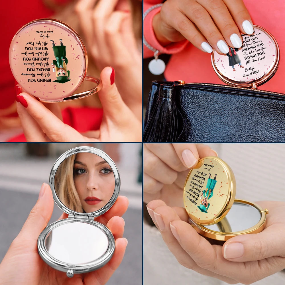 Graduation,Gift For Yourself,Gift For Women,Gift For Daughter,Gift For Sisters,Gift For Bestie - Behind You All Memories Graduation - Personalized Compact Mirror