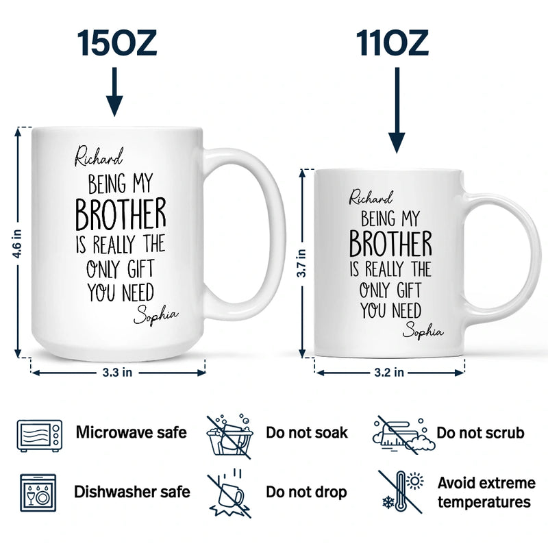 Gift For Sisters, Gift For Brothers, Gift For Sibling, Cousin, Happy - Being My Brother Sister Is Really The Only Gift You Need - Personalized Mug