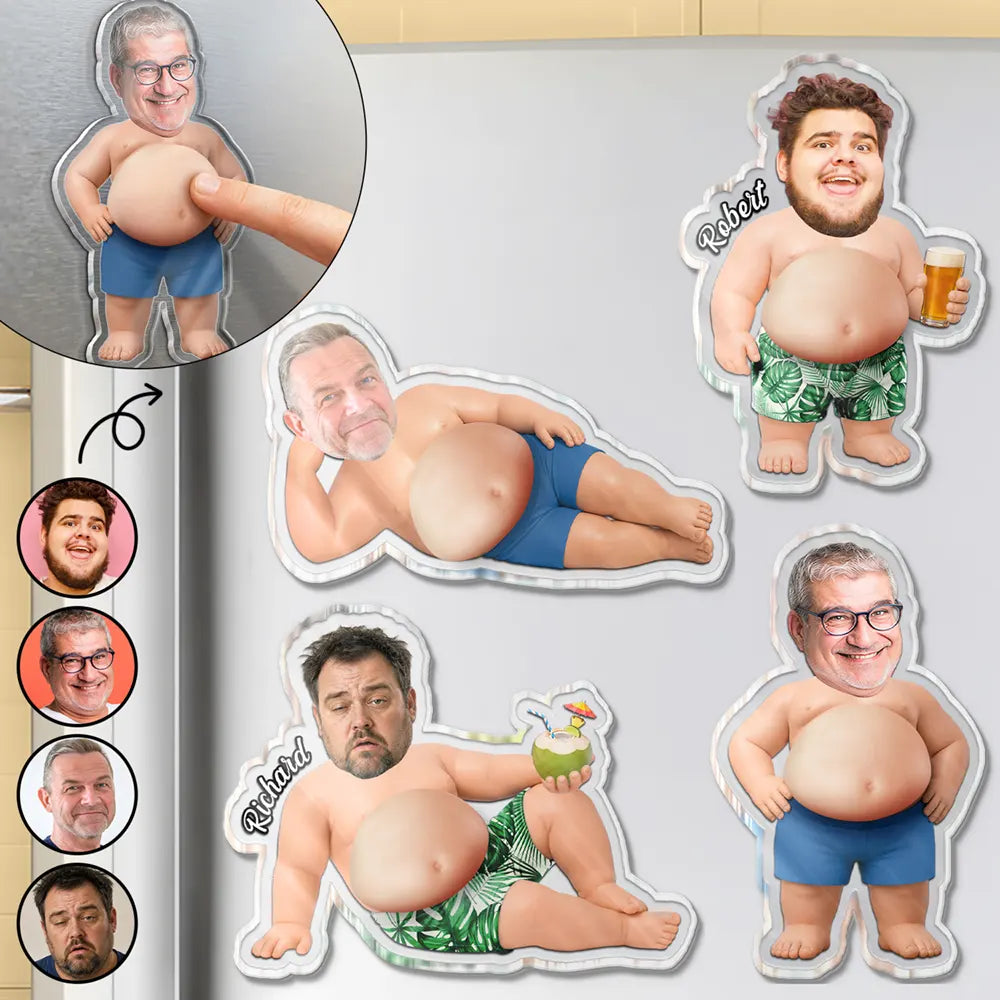 Custom Photo Belly Out For Summer - Personalized Squishy Acrylic Fridge Magnet