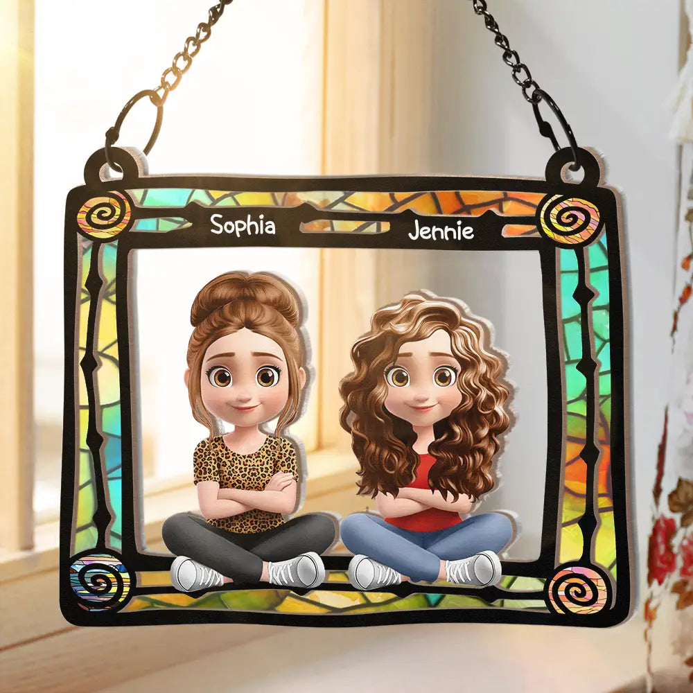 Best Friend Sitting By The Window - Personalized Window Hanging Suncatcher Ornament
