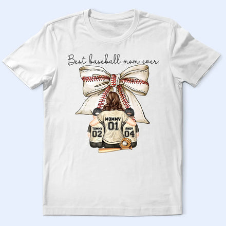 Best Baseball Mom Ever Coquette Bow - Personalized T Shirt