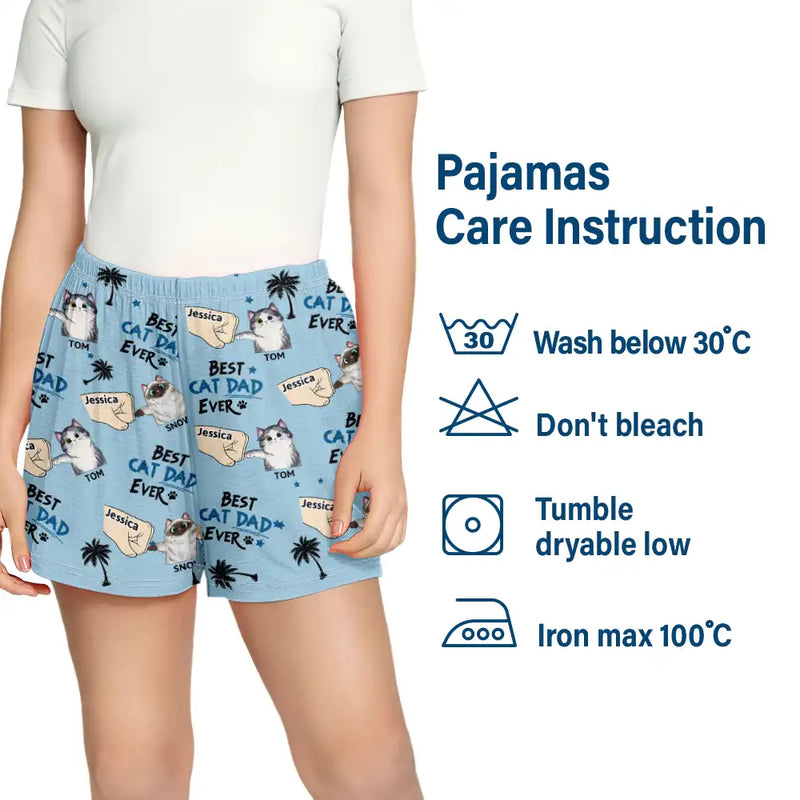 Cat Lovers,Cat Mom,Cat Dad,Funny - Best Cat Dad Cat Mom Cat Mum Ever - Personalized Pajama Shorts