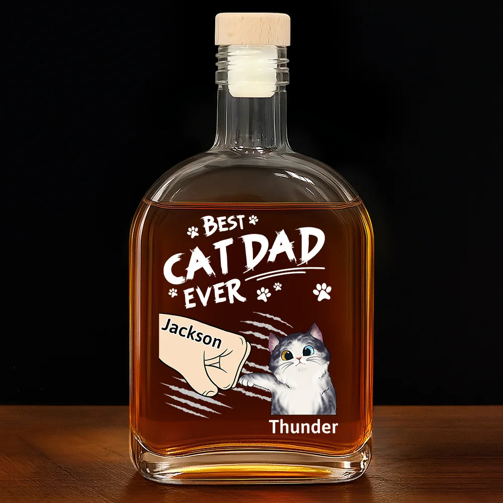 Best Cat Dad Ever - Personalized Whiskey Bottle