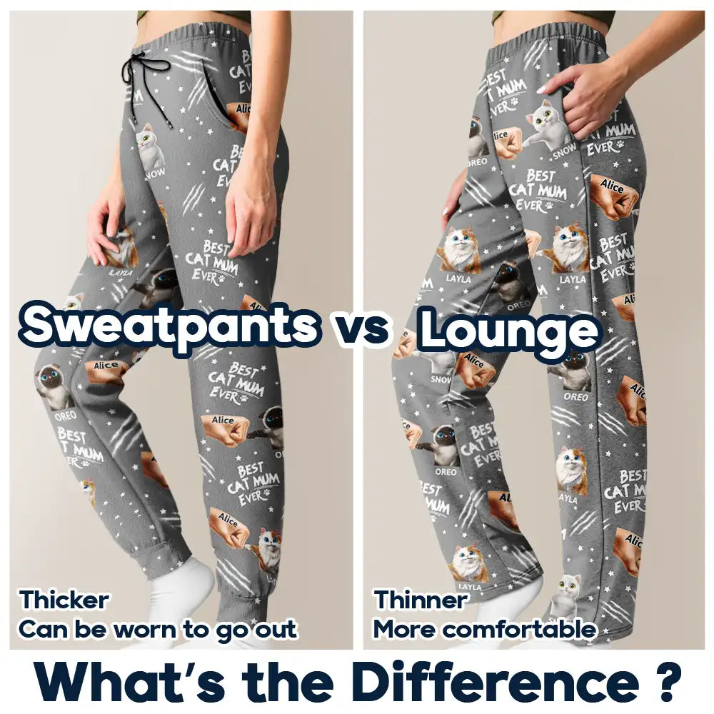 Cat Mom,Cat Lovers,Funny,Happy,Cat Dad - Best Cat Dad Mom Mum Ever - Personalized Pajama Pants