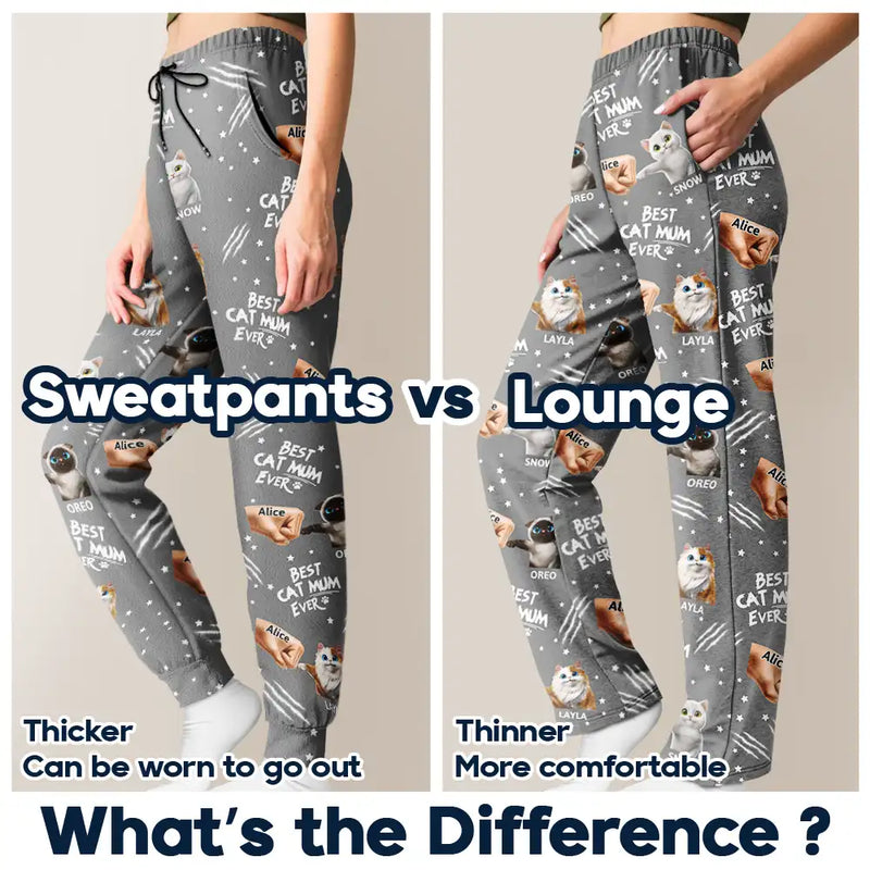 Cat Mom,Cat Lovers,Funny,Happy,Cat Dad - Best Cat Dad Mom Mum Ever - Personalized Pajama Pants