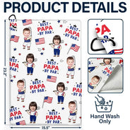 Gift For Husband,Gift For Grandpa,Golf,Sport Dad,Grandpa's Hobby,Dad's Hobby,Happy,Independence Day - Best Dad By Par Funny Kid US Flag - Personalized Golf Towel