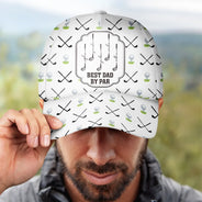 Gift For Grandpa,Gift For Father,Golf,Non-Eng,Icon,Proud - Best Dad By Par Golf Clubs - Personalized Classic Cap