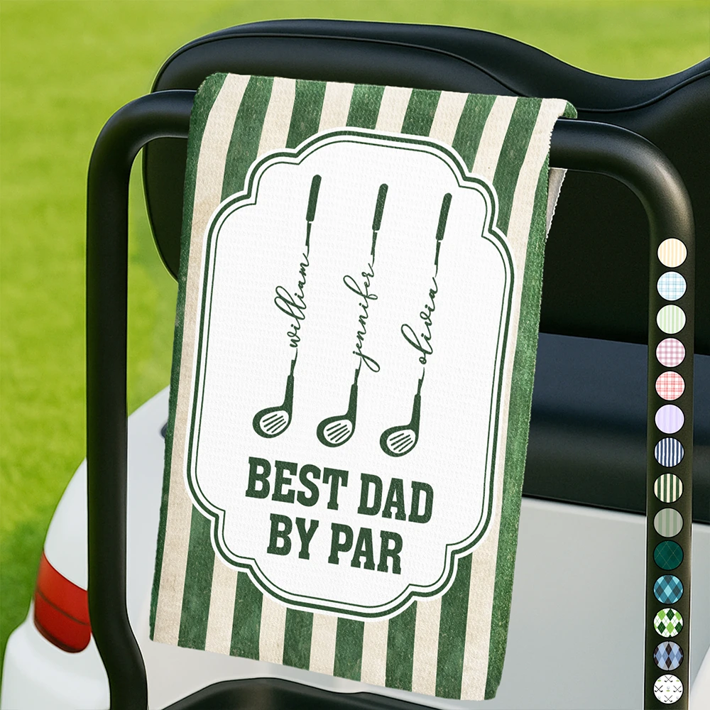 Best Dad By Par Golf Clubs - Personalized Golf Towel