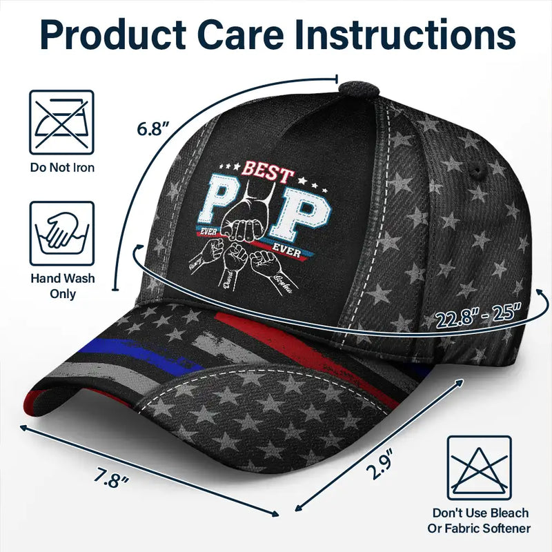 Gift For Father,Independence Day,Happy,Icon - Best Dad Ever Ever Kid Hand Punch - Personalized Classic Cap