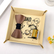 Dad - Children, Grandpa - Grandkids, Gift For Grandpa, Gift For Father, Funny - Best Dad Ever Figure Sticks - Personalized Leather Valet Tray