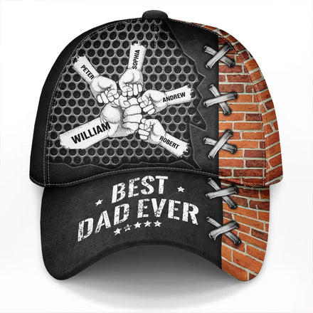 Best Dad Ever Fist Bump Silver - Personalized Classic Cap