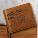 Best Dad Ever Fist Punch Faux-Stitched Effect - Personalized Leather Wallet