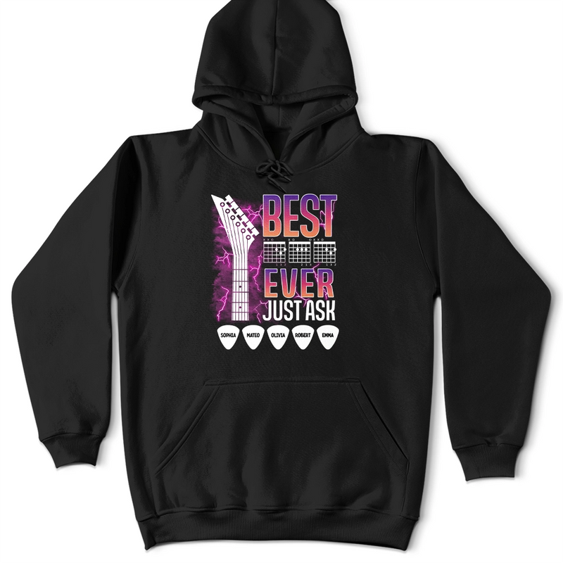 Guitar,Gift For Father,Gift For Grandpa,Happy - Best Dad Ever Guitar Headstock Custom Kid Names - Personalized T Shirt