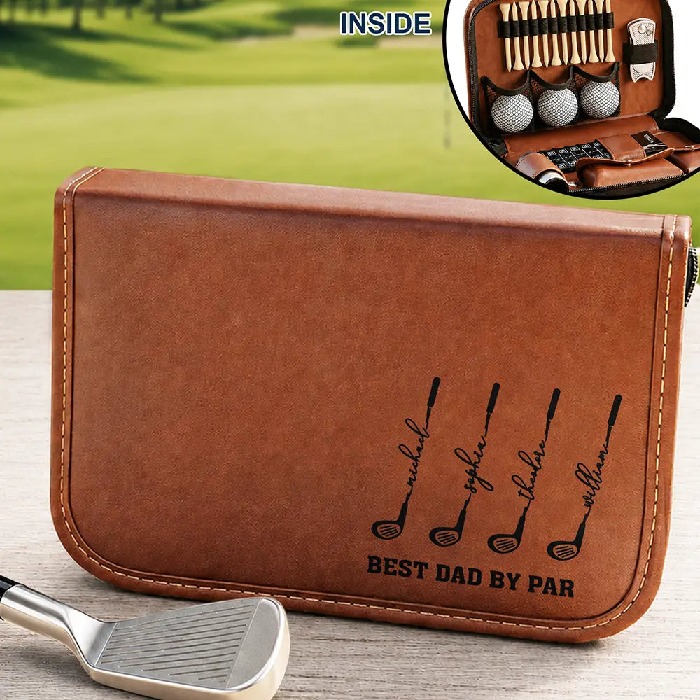 Best Dad Grandpa By Par For Golf Lovers - Personalized Leather Golf Bag