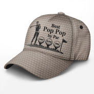 Gift For Father,Gift For Grandpa,Golf,Top Market,Non-Eng,Icon,Proud - Best Dad Grandpa By Par Golf Ball - Personalized Classic Cap