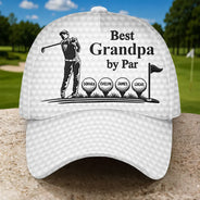 Gift For Father,Gift For Grandpa,Golf,Top Market,Non-Eng,Icon,Proud - Best Dad Grandpa By Par Golf Ball - Personalized Classic Cap