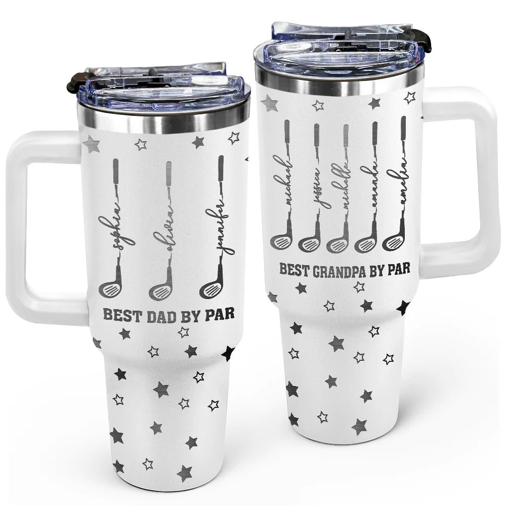 Gift For Grandpa,Gift For Father,Golf,Non-Eng,Icon,Proud - Best Dad Grandpa By Par Golf Clubs - Personalized Engraved 40oz Tumbler