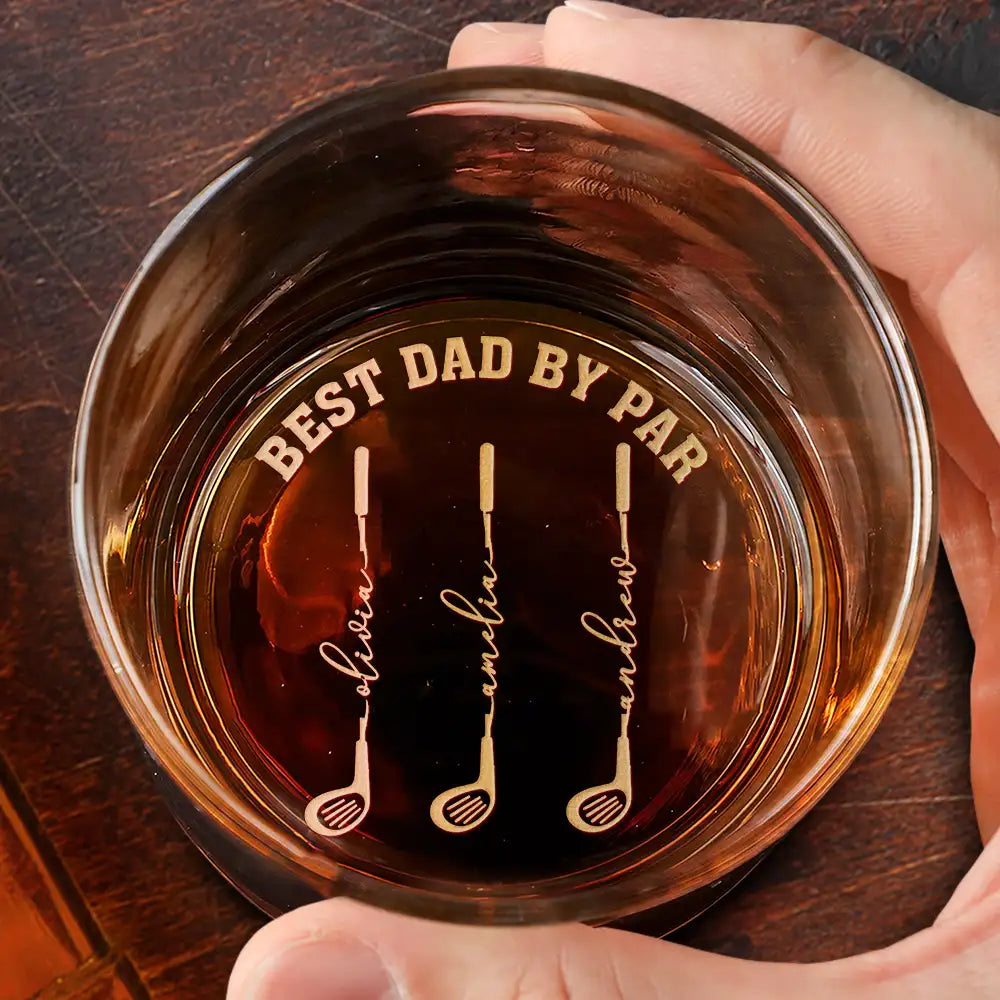 Best Dad Grandpa By Par Golf Clubs - Personalized Engraved Whiskey Glass
