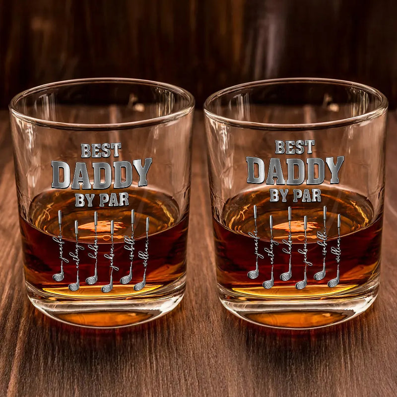 Gift For Father,Gift For Grandpa,Golf,Happy - Best Dad Grandpa By Par Golf Clubs - Personalized Whiskey Glass