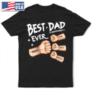 Gift For Father,Gift For Grandpa,Dad - Children,Happy - Best Dad Grandad Ever Fist Bump - Personalised T Shirt