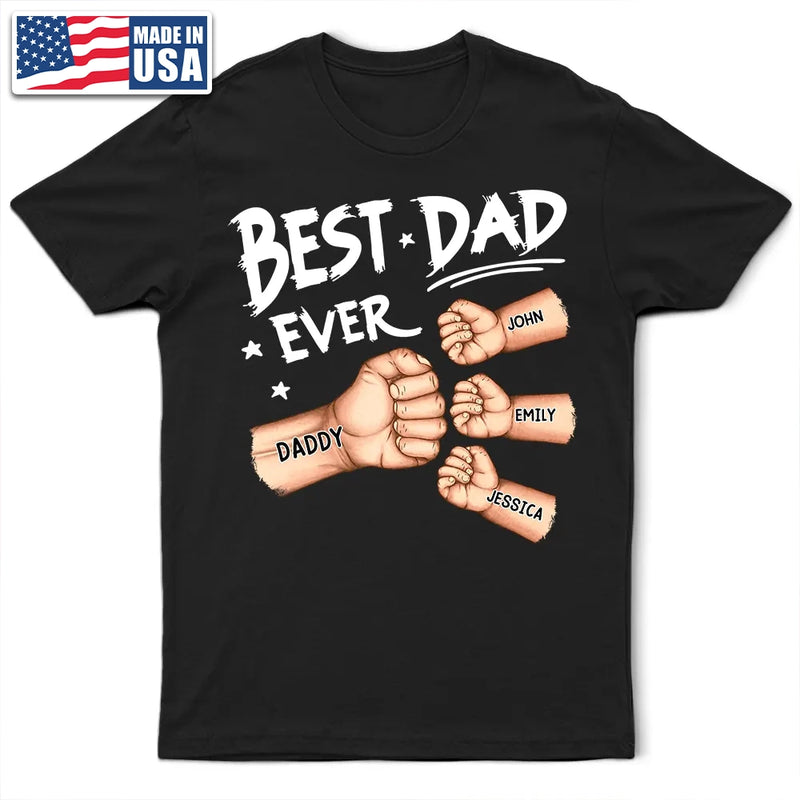 Gift For Father,Gift For Grandpa,Dad - Children,Happy - Best Dad Grandad Ever Fist Bump - Personalised T Shirt