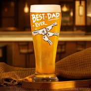 Gift For Grandpa, Gift For Father, Happy - Best Dad Grandpa Ever Kid Fist Bump - Personalized Pilsner Glass